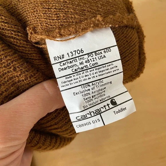 Carhartt Toddler Unisex Black and Brown Beanies - Picture 4 of 5